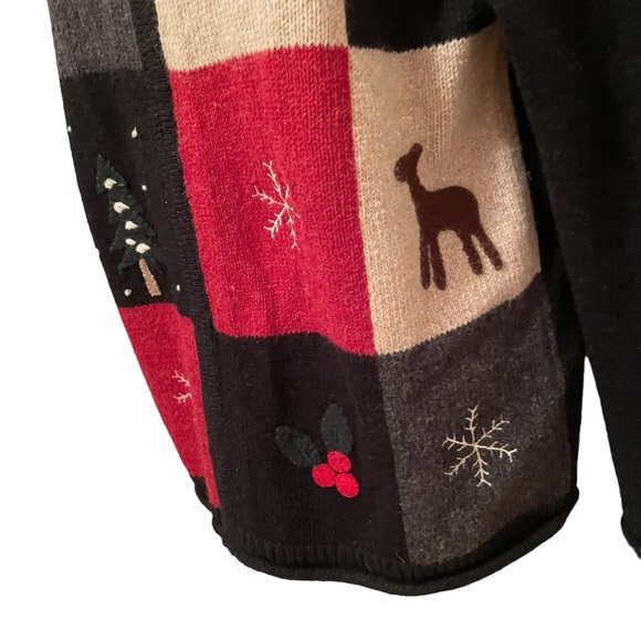 Croft and Barrow Women’s Sweater Christmas Wool Blend Embroidered zipper Small - Picture 6 of 8